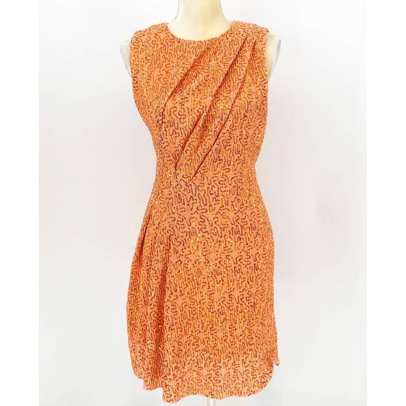 Stine Goya Womens Louiza Sequin Mini Dress Small Orange Drape Sleeveless NWOT - Picture 3 of 11